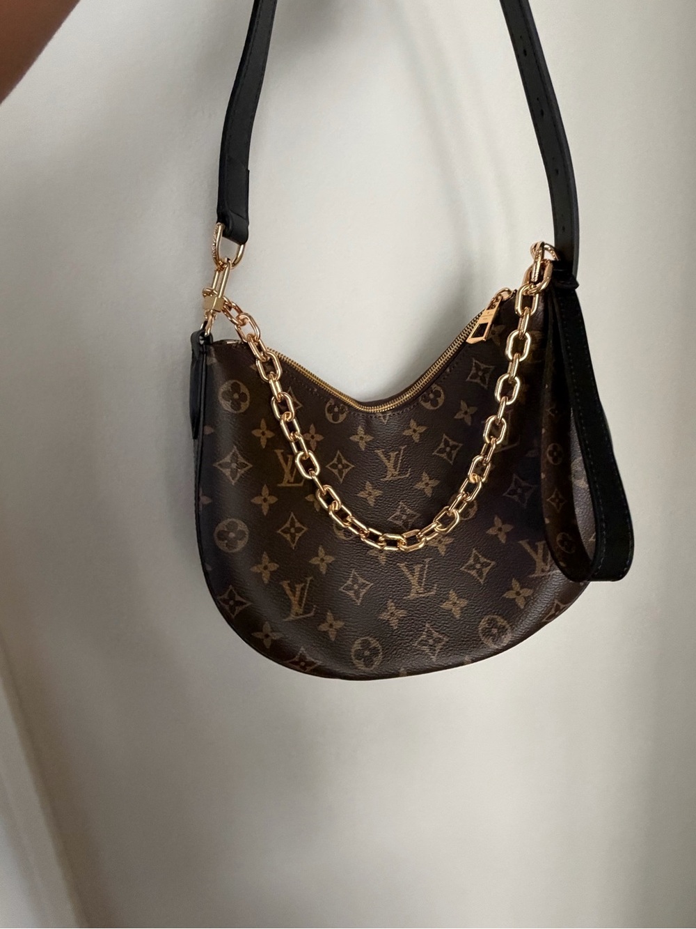 Louis Vuitton Brown Monogram Cookie Shoulder Bag with Gold Chain